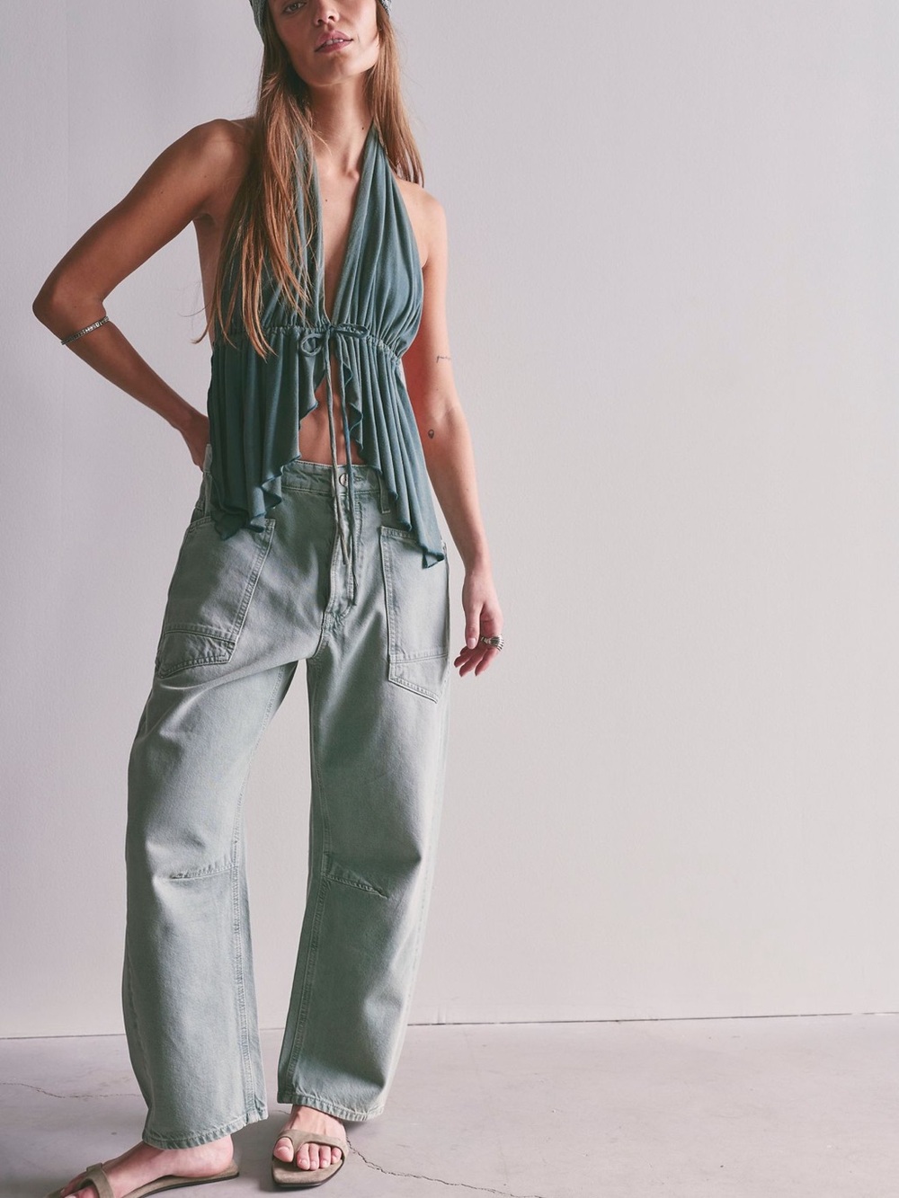 Free People Moxie Minimalist Jeans in Shade Aloe- CURRENT ON WEBSITE
